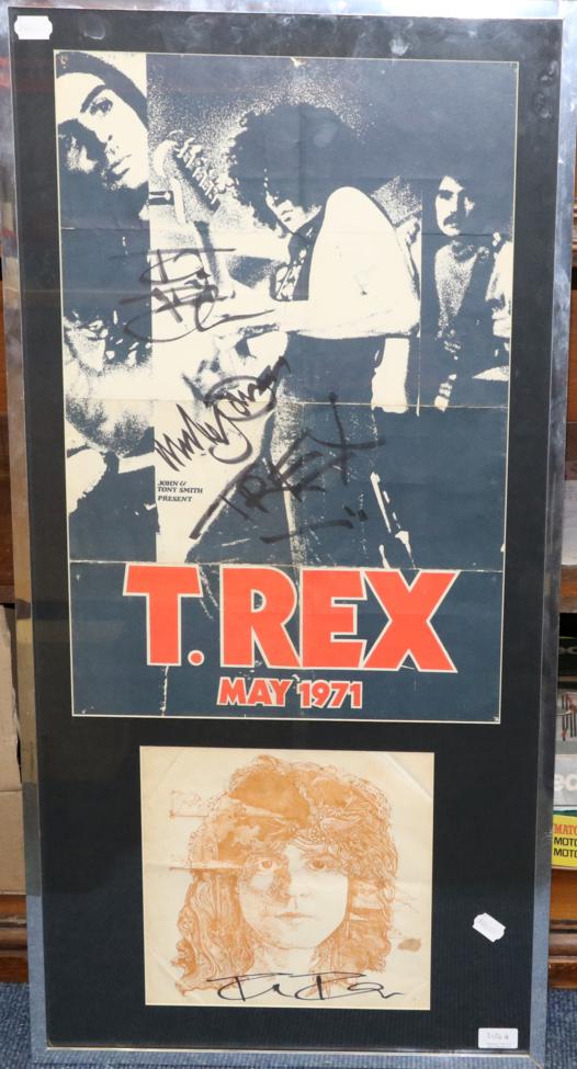 Lot 3156 - T-Rex Signed Poster May 1971 signed 'Mickey Finn T-Rex' 16x24";, 41x61cm (folded) framed with...