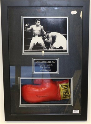 Lot 3005 - Muhammad Ali Signed  Boxing Glove Montage, comprising a glove, photograph and quotation, in an...