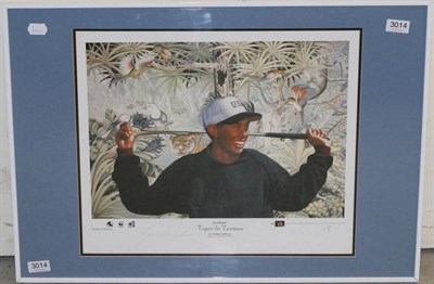 Lot 3014 - A Limited Edition Tiger Woods 'Eldrick' Print, by Murno Baha 1996, framed and glazed
