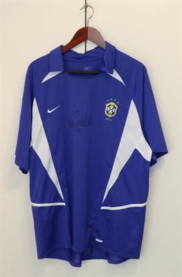 Lot 3020 - Brazil Shirt Signed By Ronaldo Blue Away Shirt
