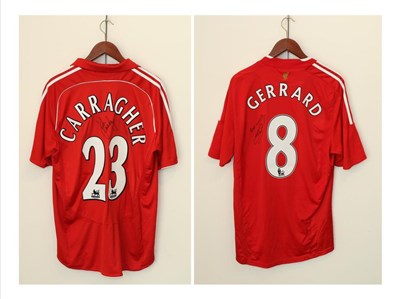 Lot 3032 - Liverpool Two Signed Shirts (i) 23 Jamie Carragher (ii) 8 Steven Gerrard (2)