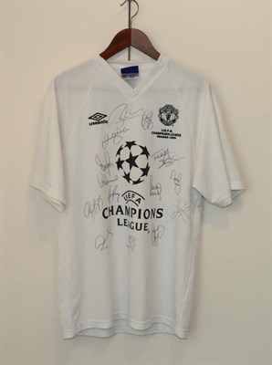 Lot 3039 - Manchester United Signed Treble Shirt White 'UEFA Champions League Winners 1999' signed by...