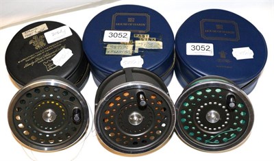 Lot 3052 - A Hardy 4inch 'Marquis Salmon No.3' Fly Reel, with two spare spools, in zip cases