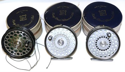 Lot 3056 - Three Fly Fishing Reels, comprising two Hardy 'Princess' and a Farlows 'Farlight', all in zip cases