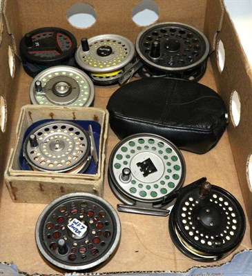 Lot 3075 - Seven Fly Fishing Reels, including a Hardy 'Marquis #7' multiplying reel, Hardy 'L.R.H....
