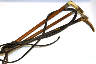 Lot 3077 - Three Antler Handled Riding Crops