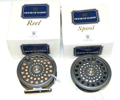 Lot 3087 - A Hardy 3 1/2inch Alloy 'J.L.H. # 7' Fly Reel, with line, in card box, with spare spool