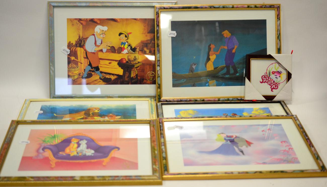 Lot 3123 - Disney Commemorative Lithographs Pocahontas, Pinocchio, The Lion King, The Fox and the Hound,...