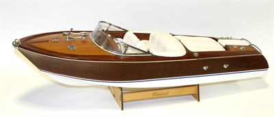 Lot 3147 - Speedboat with electric motor on stand marked 'Revival' 33";, 84cm (E-G)