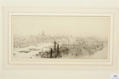 Lot 707 - William Lionel Wyllie R.A., R.B.A., R.I., R.E., N.E.A.C. (1851-1931) "The City of London, an Aerial