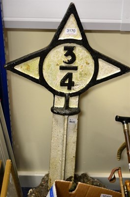 Lot 3170 - North Eastern Railway 3/4 Milepost