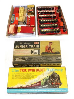 Lot 3206 - Trix Cadet Railway OO Gauge Tank Goods Set with 0-4-0T BR locomotive and three wagons (E box G)...