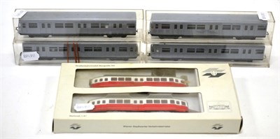 Lot 3210 - Vienna Transport Authority Set consisting of four railcars, each in plain grey livery (in...