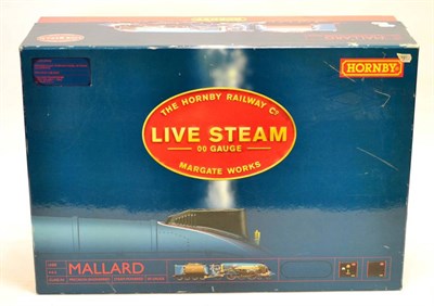 Lot 3221 - Hornby OO Gauge Live Steam Mallard (G-E, lacks chimney, box G, lacks track and other parts)