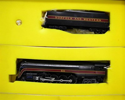 Lot 3270 - Sunset Models (Samhongsa, Korea) O Gauge Norfolk & Western J 4-8-4 Locomotive 611 black with maroon