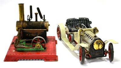 Lot 3292 - Mamod Live Steam Roadster (G-F) together with a Stationary engine  (F, scorch damaged) (2)