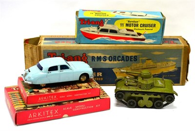 Lot 3307 - Various Toys including Triang RMS Orcades and Burnham motor cruiser (both boxed) a battery operated