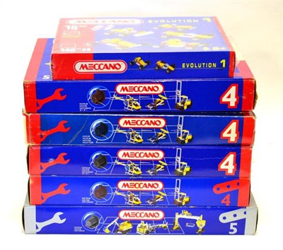 Lot 3323 - Meccano Various Modern Sets Set 5, 4xSet 4 and Evolution 1 (all boxed) (6)