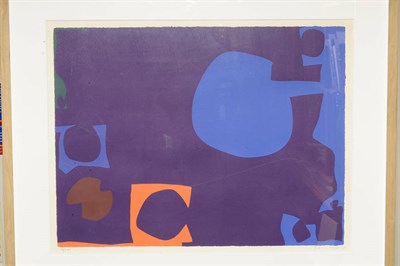 Lot 726 - Patrick Heron (1920-1999) "Blue and Deep Violet with Orange, Brown and Green" Signed in pencil,...