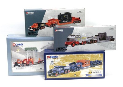 Lot 3340 - Corgi Heavy Haulage 31009 Wynns Diamond T 24 wheel girder trailer with boiler load; 55201 Pickfords