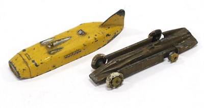 Lot 3353 - Dinky (Pre-War) 23m Thunderbolt lead body, yellow with lacquered base (F) together with a...