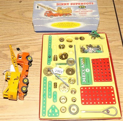 Lot 3367 - Dinky 972 20-Ton Lorry Mounted Crane Coles (G box F-G) Meccano Mechanisms Outfit with leaflet...