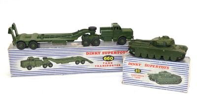 Lot 3372 - Dinky Military 660 Tank transporter and 651 Centurion tank (both G boxes G-F) (2)