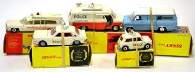 Lot 3376 - Dinky Police Vehicles 287 Transit Accident Unit, 255 Ford Zodiac and 250 Mini Cooper; together with