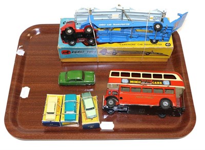 Lot 3381 - Corgi 1101 Bedford S Type Car Transporter (E-G box F-G) Ford Consul with motor (G); Matchbox...