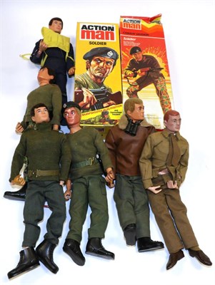 Lot 3424 - Palitoy Action Man Two Soldiers (one has head detached, both boxed) together with six Action...