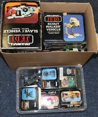 Lot 3431 - Star Wars Return Of The Jedi Vehicles Slave 1, Scout Walker, two Speeder bikes, AST-5, CAP-2, Radar