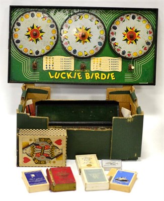 Lot 3433 - Various Passtimes including Luckie Birdie wheel of fortune game, assorted decks of cards, an...