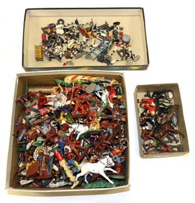 Lot 3456 - Various Lead And Plastic Figures including a few Britains hunt examples, Dinky Road signs,...