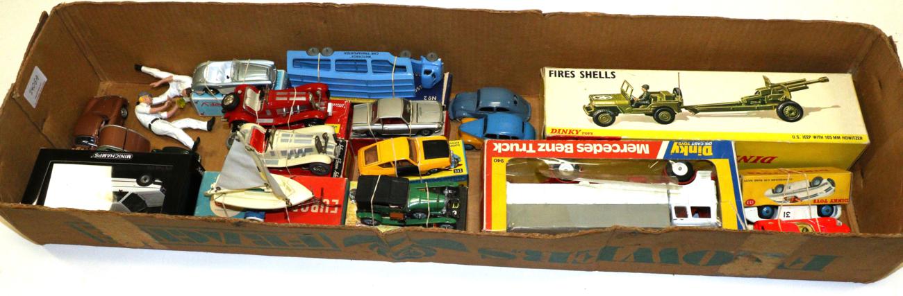 Lot 3405 - Various Diecast including Dinky 615 US Jeep with 105mm Howitzer, 133 Cunningham (F) 217 Alfa...