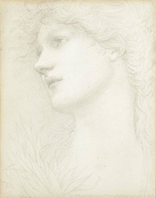 Lot 751 - Sir Edward Coley Burne-Jones Bt, A.R.A. (1833-1898) Portrait Study of a Young Girl Inscribed with a