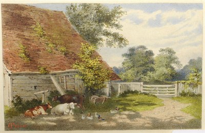 Lot 758 - Edward Price (fl.1802-1824) Farmyard Scene with Cattle and Ducks Signed, inscribed verso,...