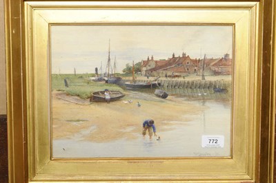 Lot 772 - Walter Langley R.I., R.B.A., R.W.A. (1852-1922) Scene at Blakeney, Cromer, Norfolk Signed and dated