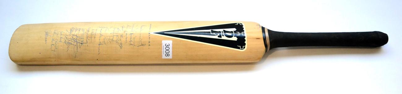 Lot 3008 - England V West Indies Signed Cricket Bat signed on face with the two test teams (England...