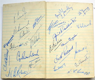 Lot 3010 - A Book of Cricketers Autographs, including a signed sheet of the 20th Australian team 1948,...