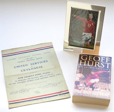 Lot 3019 - Football Related Geoff Hurst signed autobiography, Wayne Rooney signed picture and a Columbo...