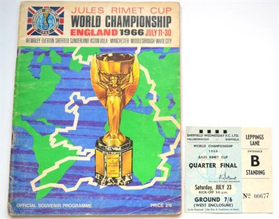 Lot 3025 - Jules Rimet Cup World Championship England 1966 Official Souvenir Programme together with a Quarter