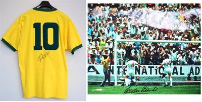 Lot 3033 - Pele Signed Replica Brazil 1970 Shirt No.10; with Prestige Certificate of Authenticity;...
