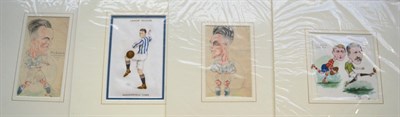 Lot 3039 - Two Original Sketches By Shimwell, Mangall and McLean of Huddersfield Town; a silk League Colours 