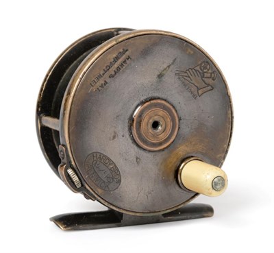 Lot 3061 - A Hardy 2 5/8inch All Brass 'Perfect' Fly Reel, with rod in hand trademark and enclosed oval...
