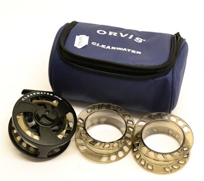 Lot 3097 - An Orvis 4inch 'Clearwater IV' Large Arbour Cassette Fly Reel Outfit, with two spare cassettes,...
