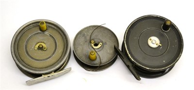Lot 3133 - Two Hardy Alloy 'Uniqua' Fly Reels, comprising a 3 1/2inch with wide drum, grey enamel finish and a