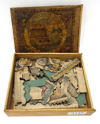 Lot 3145 - A Dissected Puzzle - The Progress Of Tea  in wooden box with colour label
