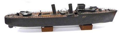 Lot 3164 - Scratch/Kit Built Class F7 Royal Navy Destroyer with electric motor, nicely finished with...
