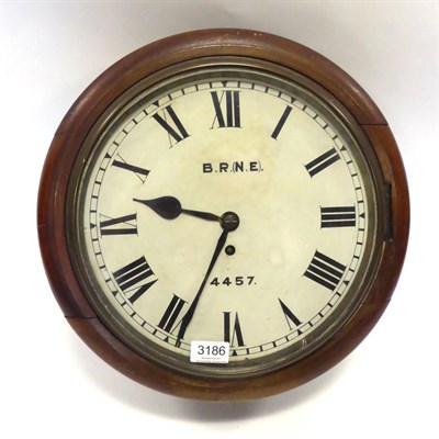 Lot 3186 - LNER/NER 12"; Roundhead Fusee Clock marked BR(NE) 4475, with pendulum and key