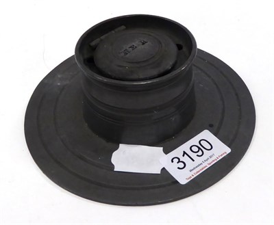 Lot 3190 - North Eastern Railway Pewter Ink Well circular form with ceramic well, stamped 'NER' on lid 6";...